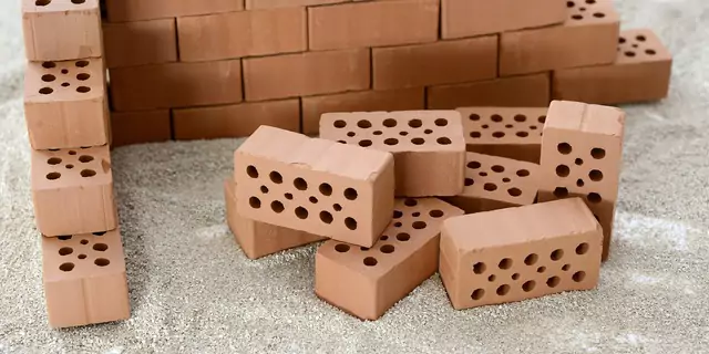 Building site waste materials bricks